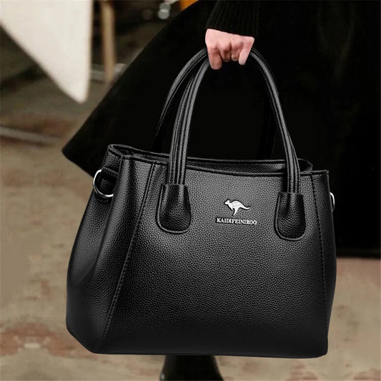 2 Layers Leather Luxury Handbags Women Bags Designer Handbags High Quality Small Casual Tote Bags For Women Shoulder Bag Winter
