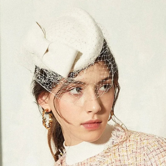 100% Australia Wool Fascinator Female Chic Headpiece Women Party Formal Fedora Lady Felt Beret Bride Wedding Headwear